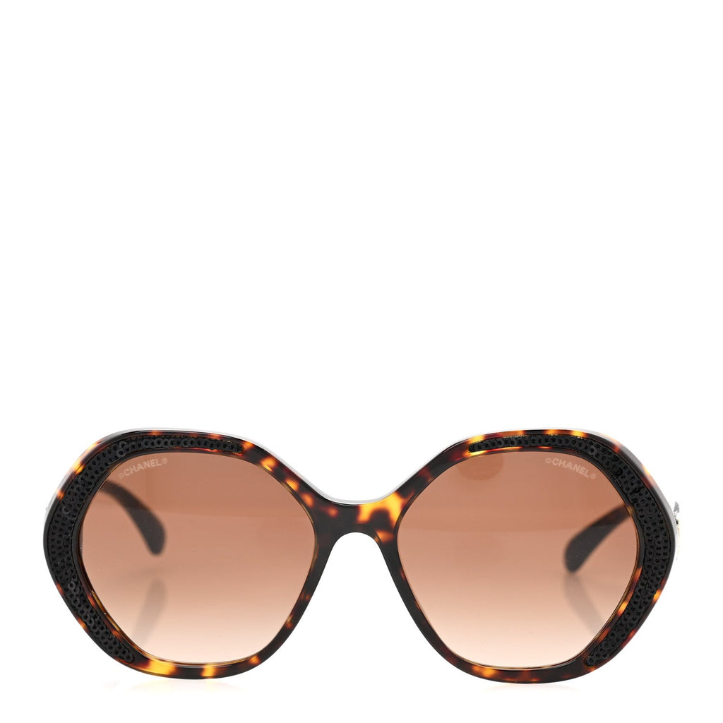 Acetate Sequin Round Sunglasses 5451-A Dark Tortoise