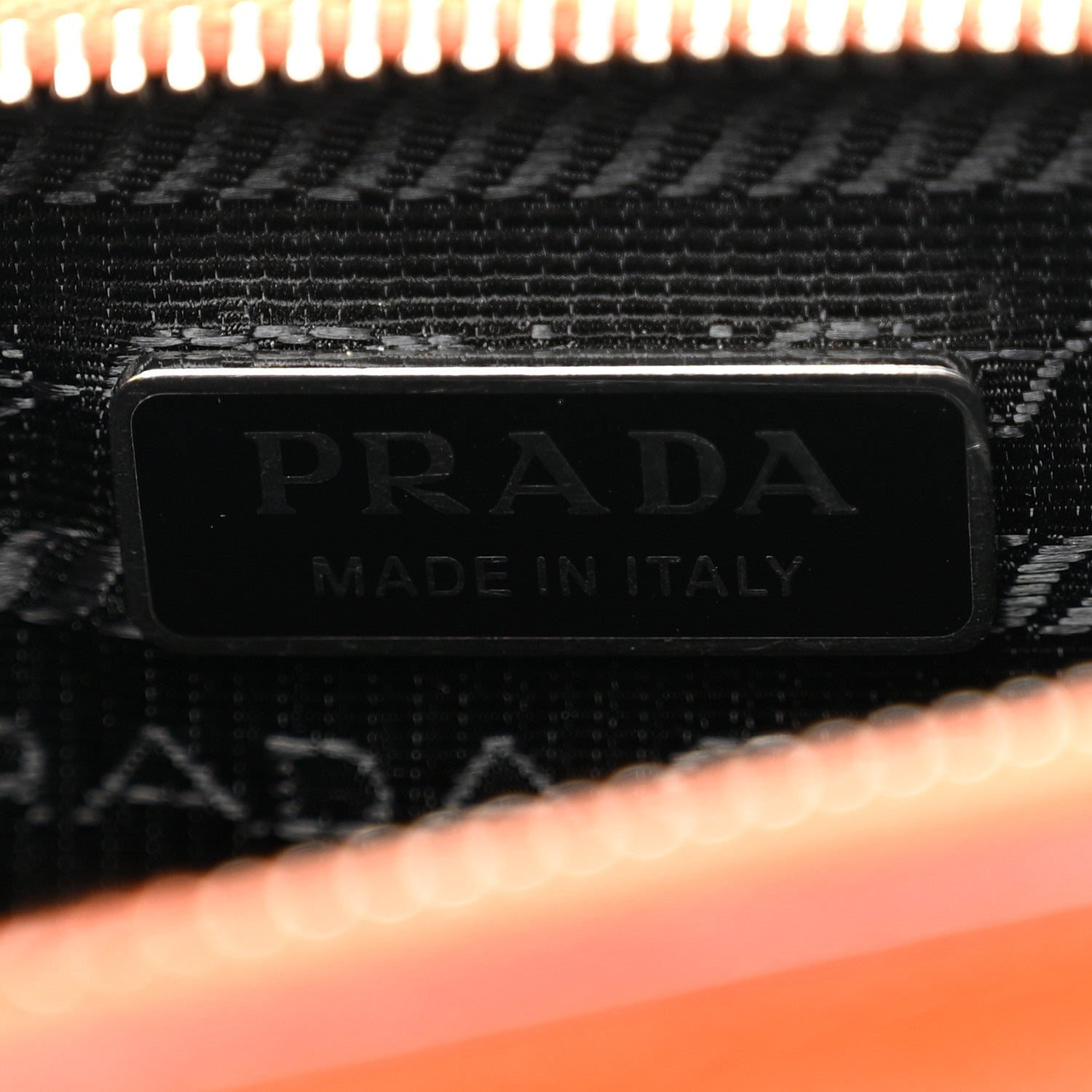 Prada Saffiano Vernice Chain Crossbody Bag Papaya