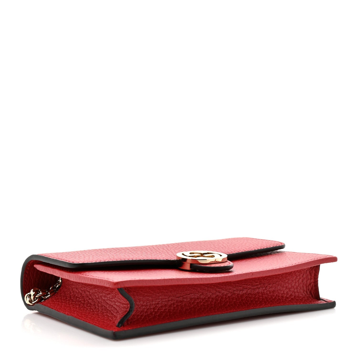 Gucci Dollar Calfskin Interlocking G Chain Wallet Red