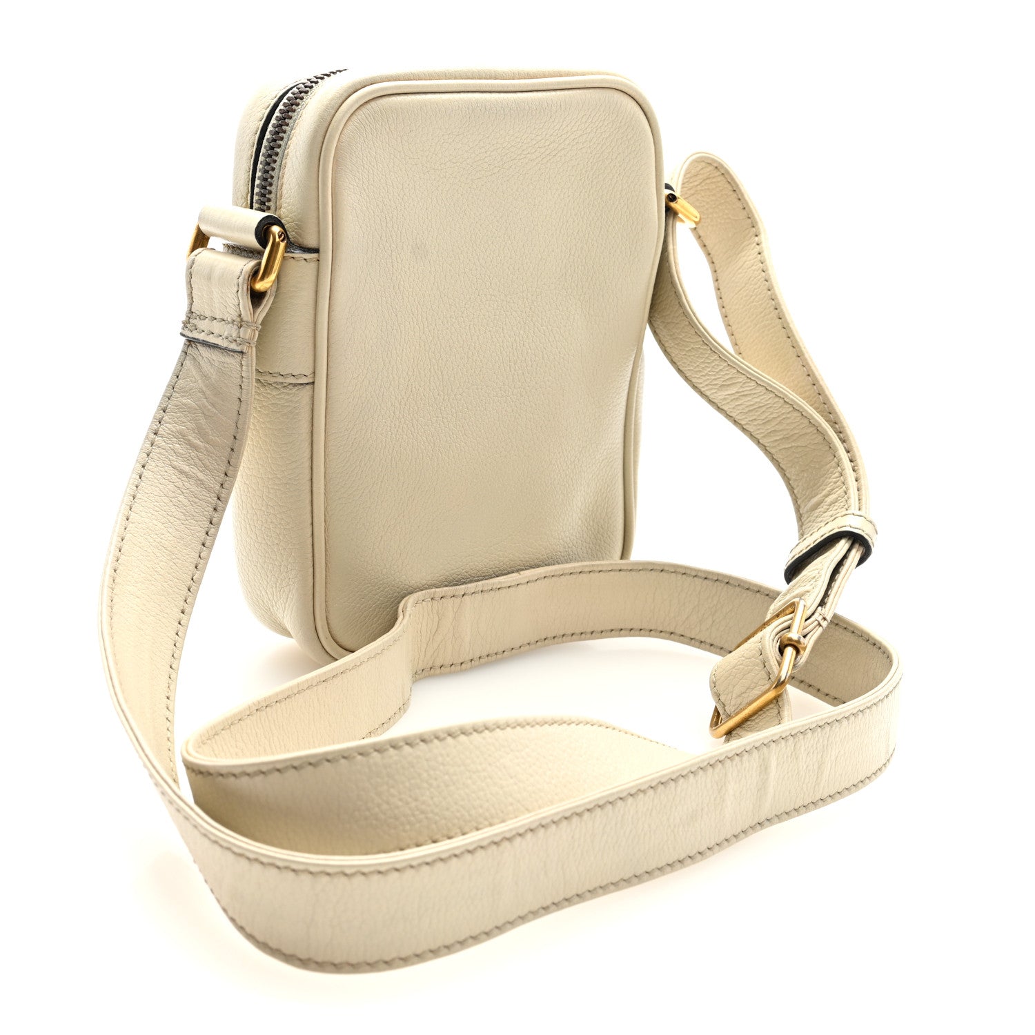 Gucci Grained Calfskin Mini Logo Messenger Bag White