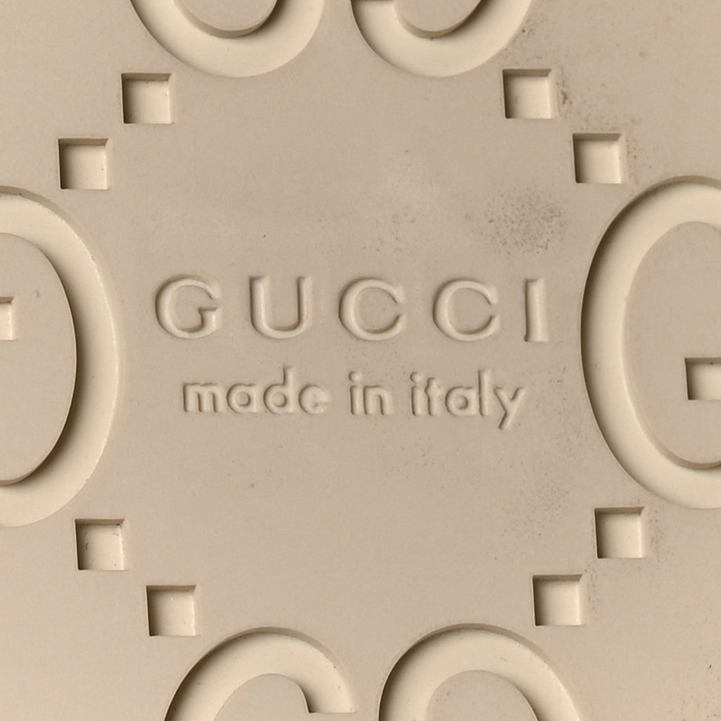 Gucci Calfskin Double G Crystal Womens Isla Dad Sandals 37 Ivory
