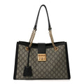 Gucci GG Supreme Monogram Medium Padlock Tote Black