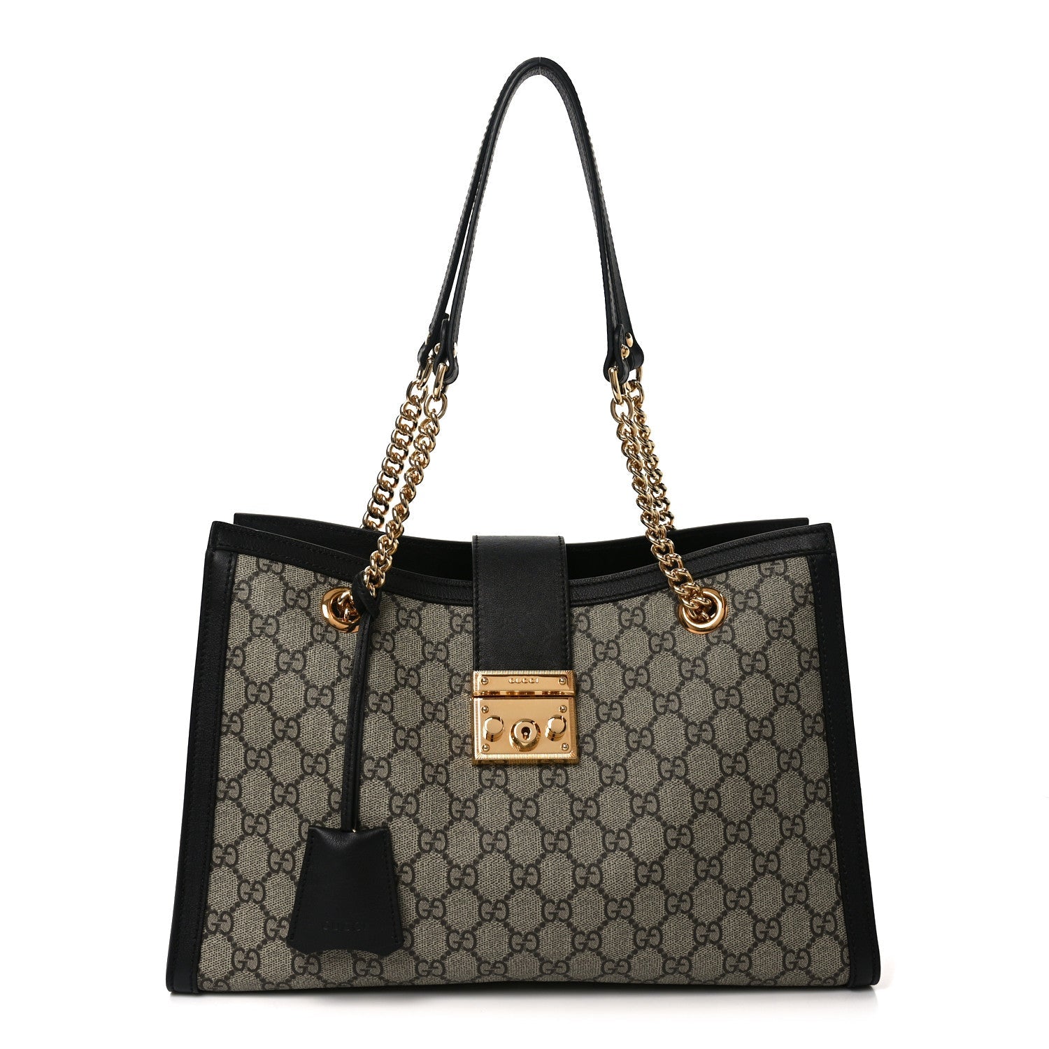 Gucci GG Supreme Monogram Medium Padlock Tote Black