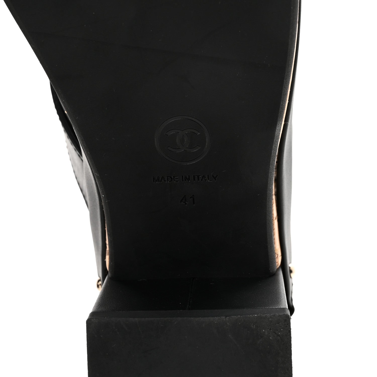 Calfskin CC Turn Lock Clogs 41 Black