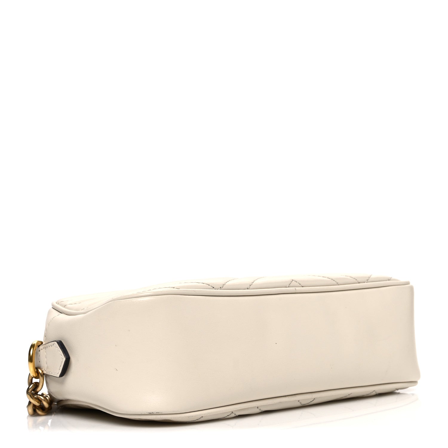 Gucci Calfskin Matelasse Small GG Marmont Chain Shoulder Bag White