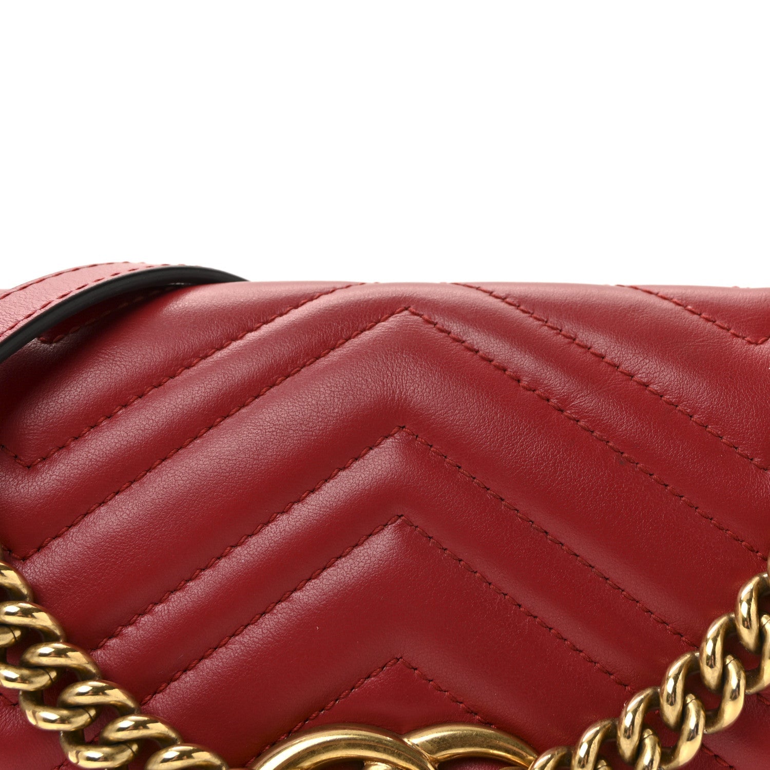 Gucci Calfskin Matelasse Small GG Marmont Shoulder Bag Hibiscus Red