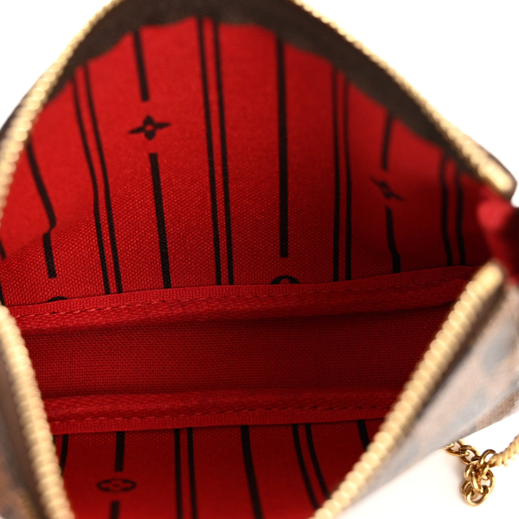 Louis Vuitton Damier Ebene Complice Trunks and Bags Mini Pochette Accessories Red