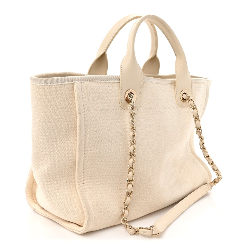 Chanel Mixed Fibers Small Deauville Tote White