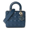 Christian Dior Lambskin Cannage Small My ABCDior Lady Dior Deep Ocean