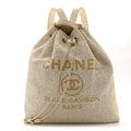 Chanel Canvas Large Deauville Backpack Light Beige