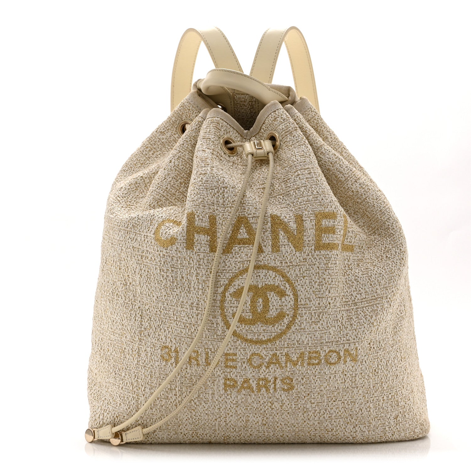 Chanel Canvas Large Deauville Backpack Light Beige