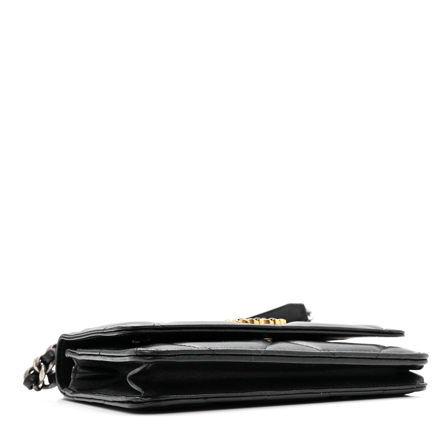 Chanel Lambskin Quilted Chanel 19 Wallet On Chain WOC Black