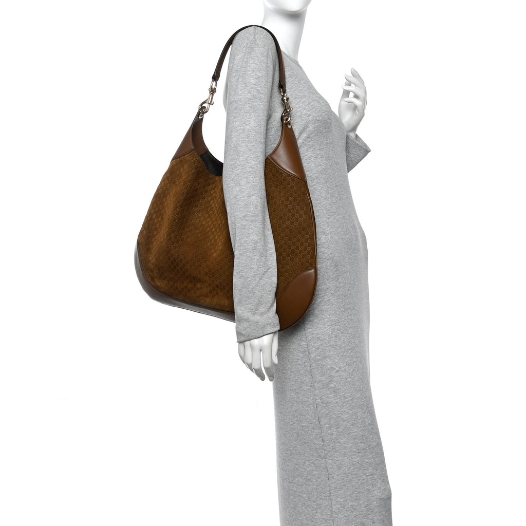 Gucci GG Suede B Large Shoulder Bag Brown