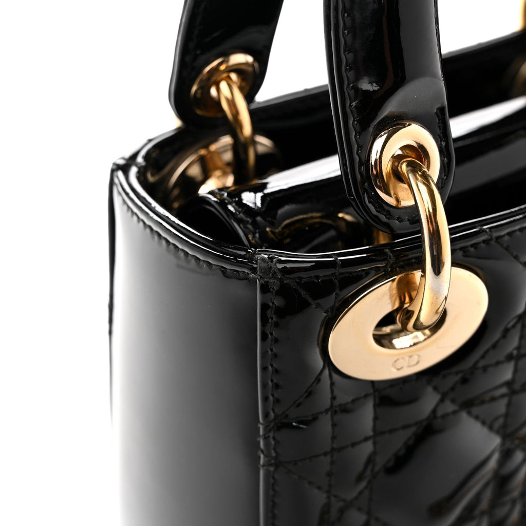 Christian Dior Patent Cannage Mini Lady Dior Black