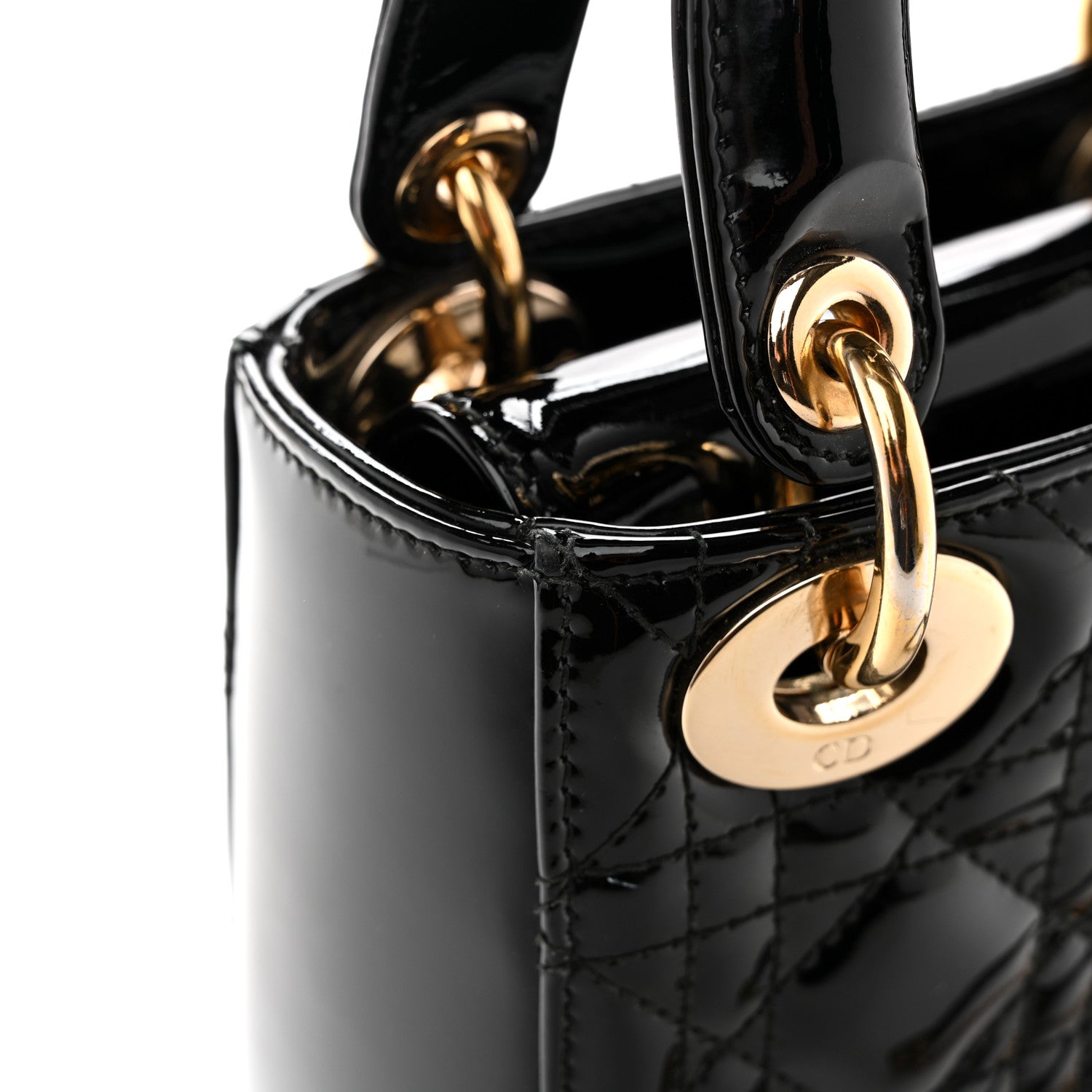 Christian Dior Patent Cannage Mini Lady Dior Black