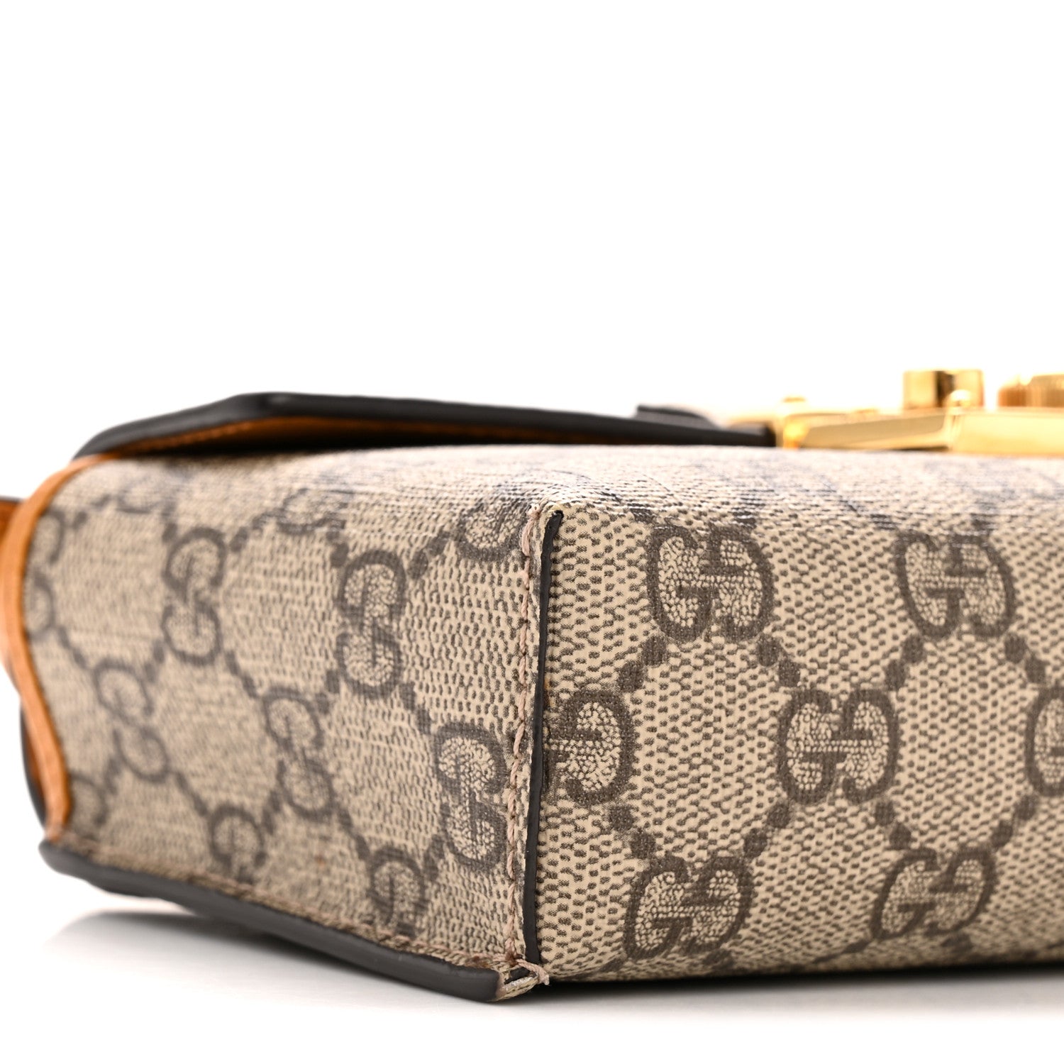 Gucci GG Supreme Monogram New Sakai Calfskin Mini Padlock Top Handle Shoulder Bag Beige Ebony Mystic White Sun Oil