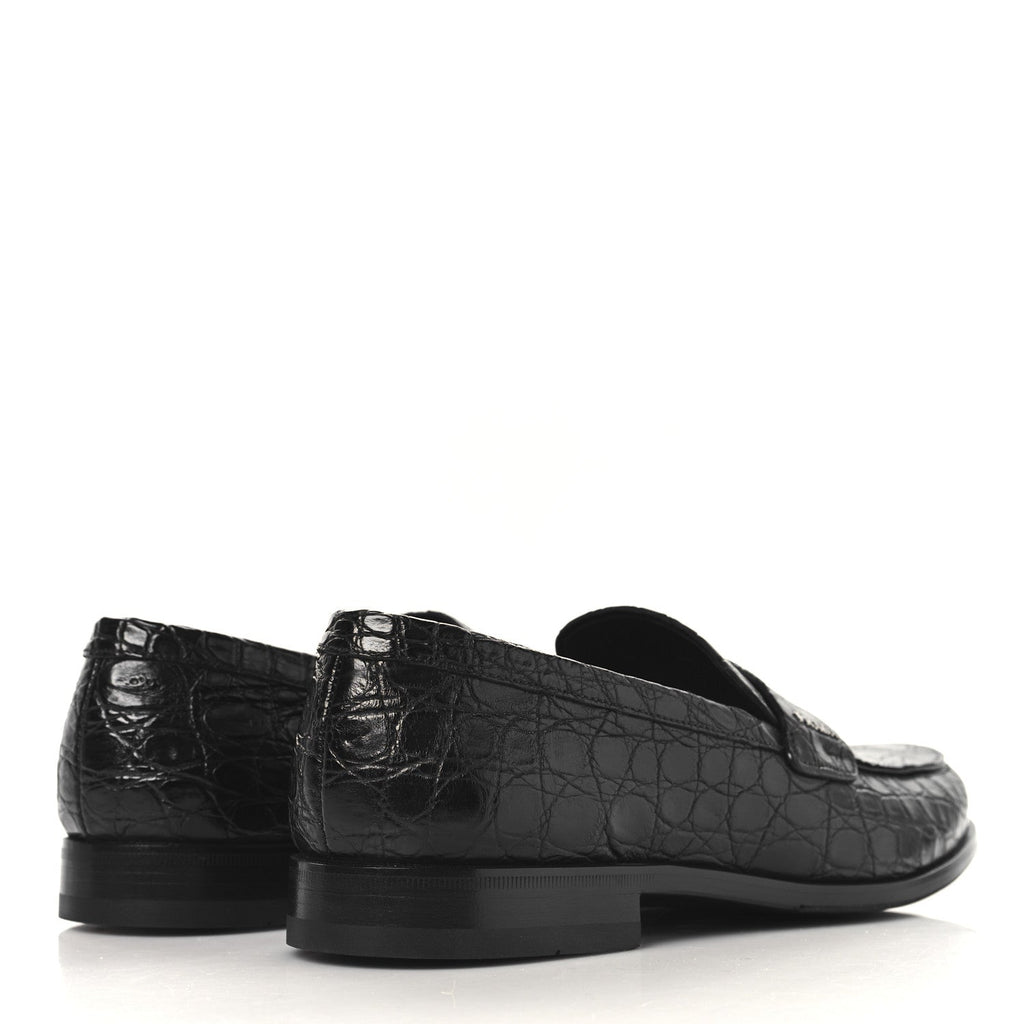 Prada Crocodile Mens Loafers 7 Black