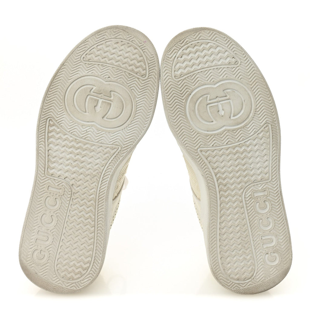 Gucci Calfskin GG Tennis Embossed Perforated Womens Platform 55mm Sneakers 37 Great White