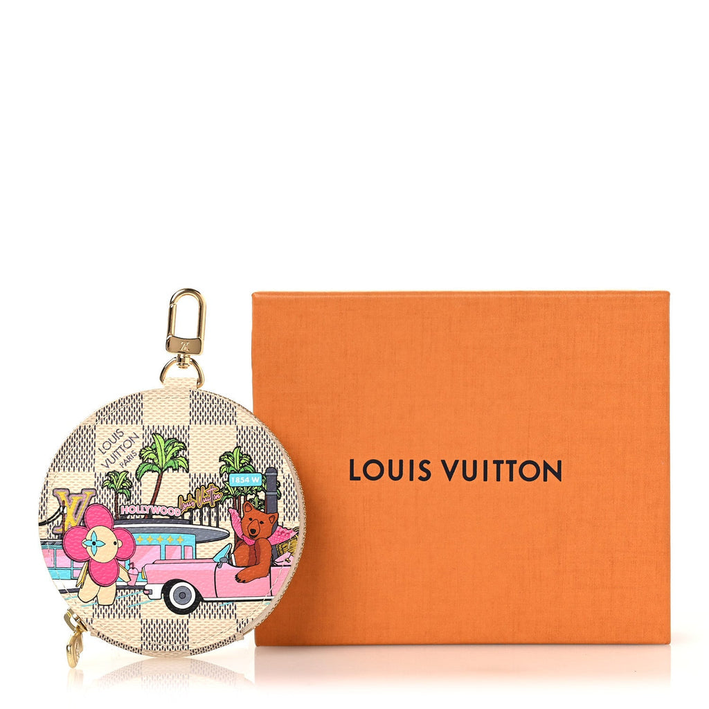 Louis Vuitton Damier Azur 2021 Christmas Animation Hollywood Bag Charm Fuchsia