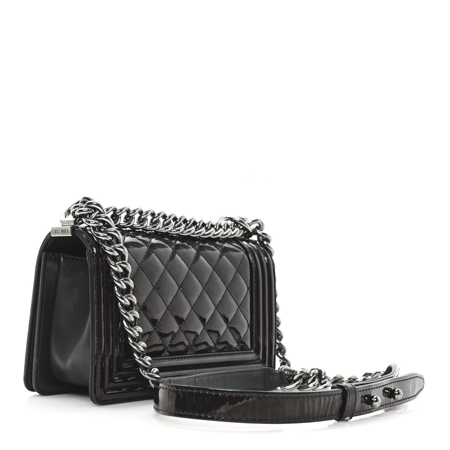 Chanel Patent Calfskin Quilted Small Boy Flap Burgundy