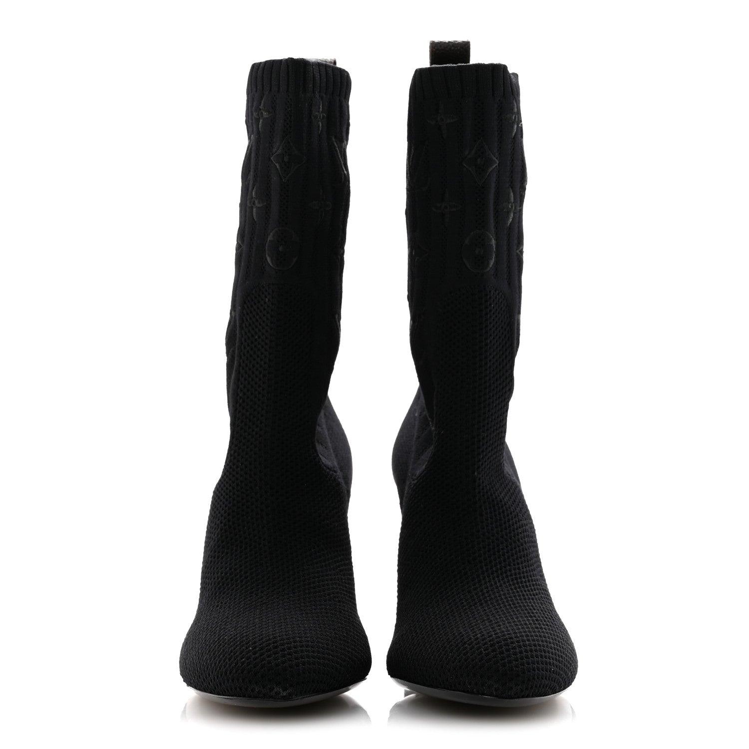 Louis Vuitton Monogram Stretch Fabric Silhouette Ankle Boots 38 Black