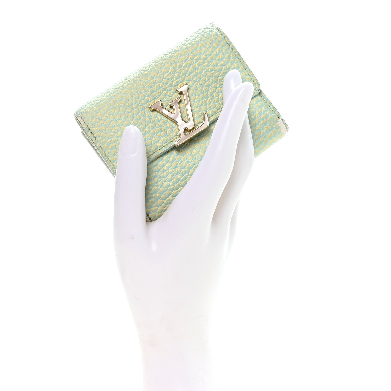 Louis Vuitton Taurillon Summer Stardust Capucines XS Wallet Vert D'Eau
