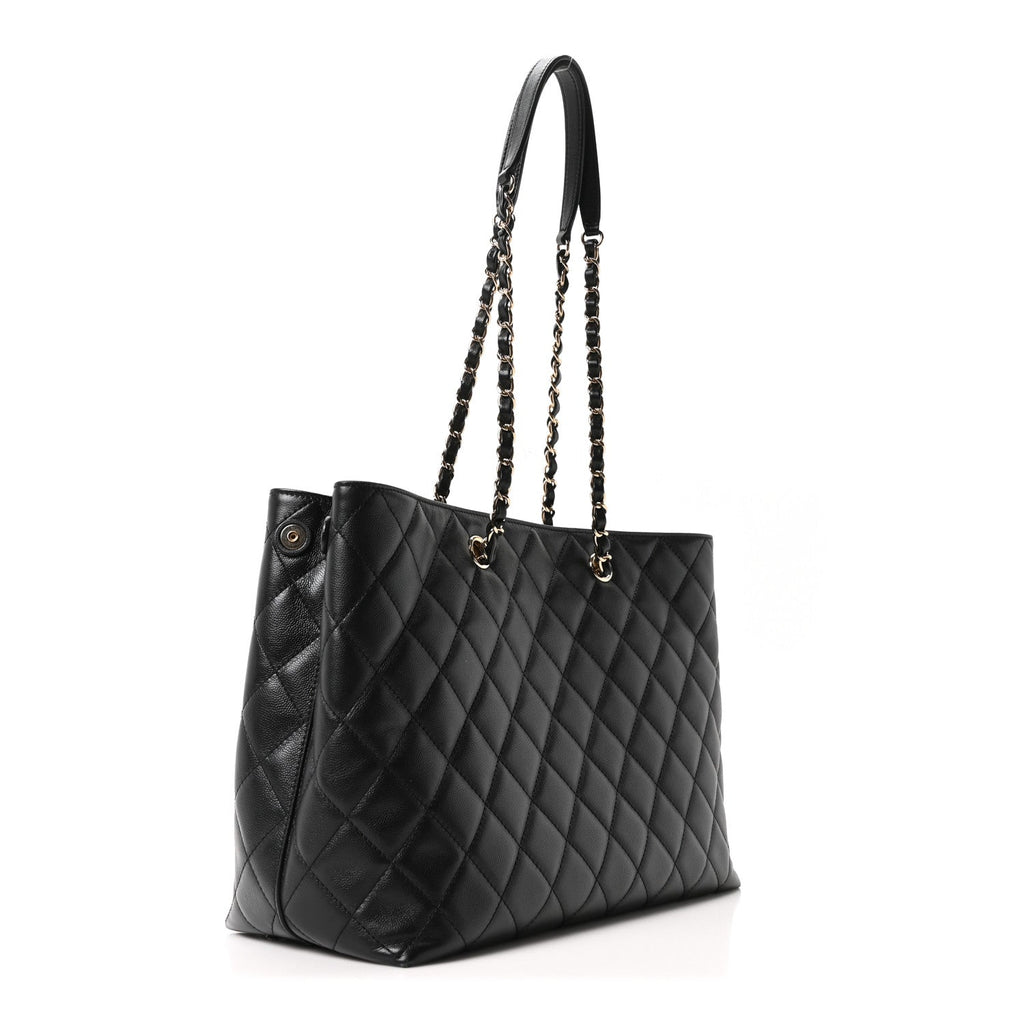 Chanel Caviar Quilted Small Shopping Tote Black