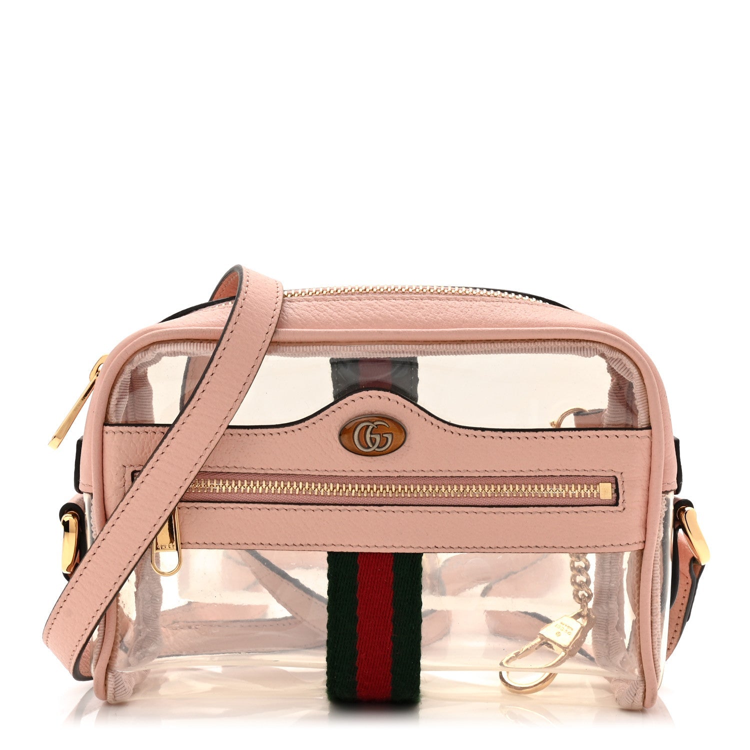 Gucci Vinyl Web Mini Ophidia Transparent Shoulder Bag Perfect Pink