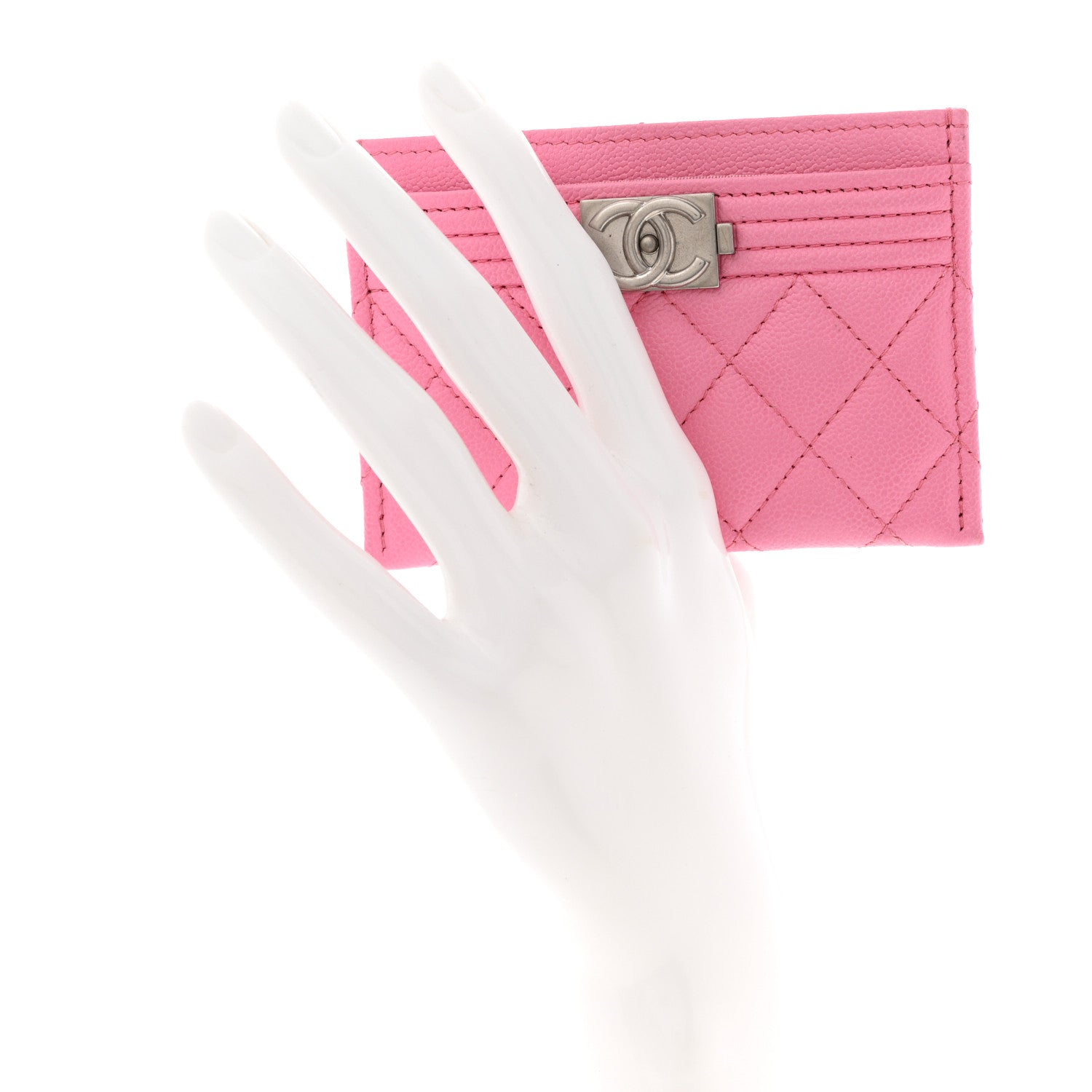 Caviar Quilted Boy Card Holder Pink
