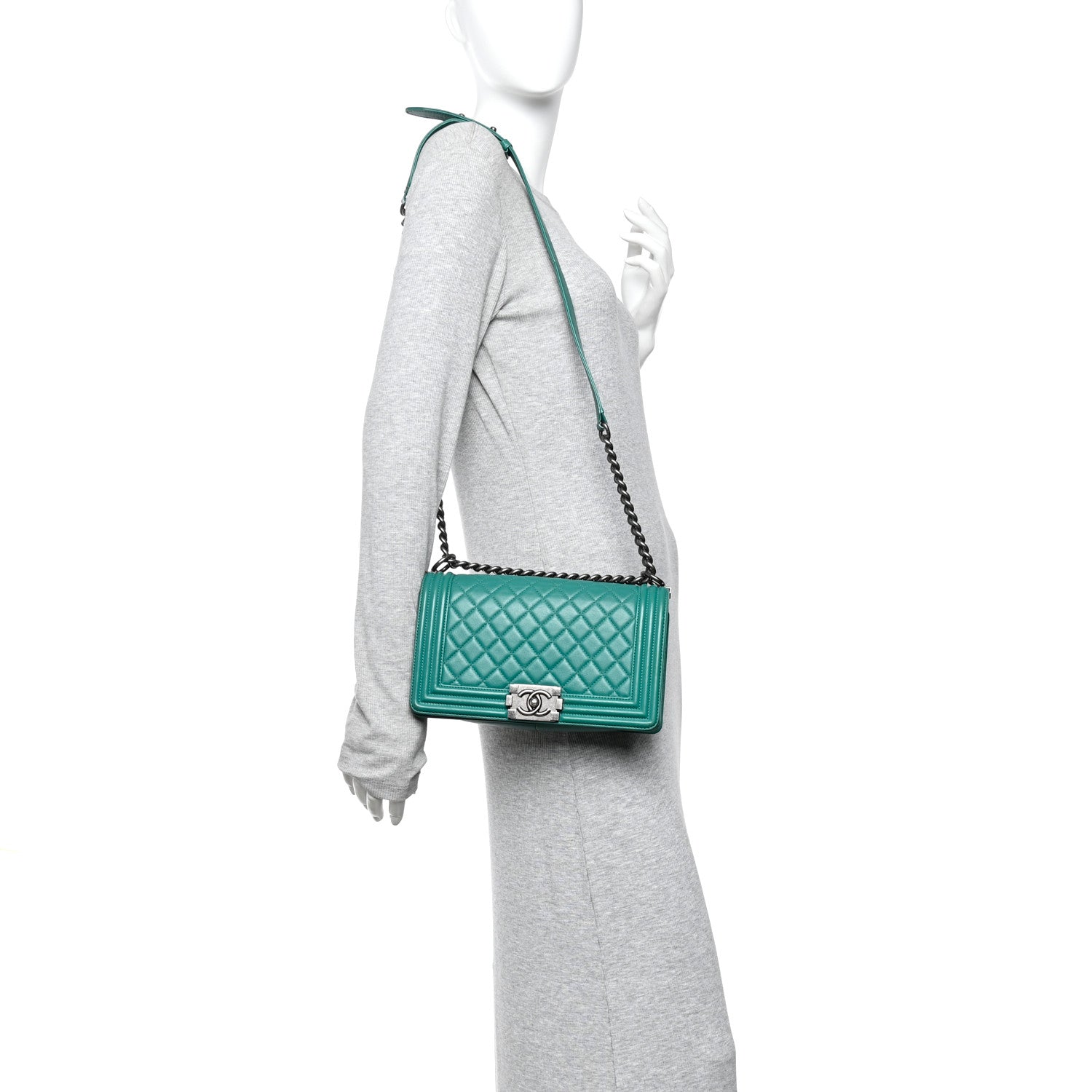 Chanel Lambskin Quilted Medium Boy Flap Green