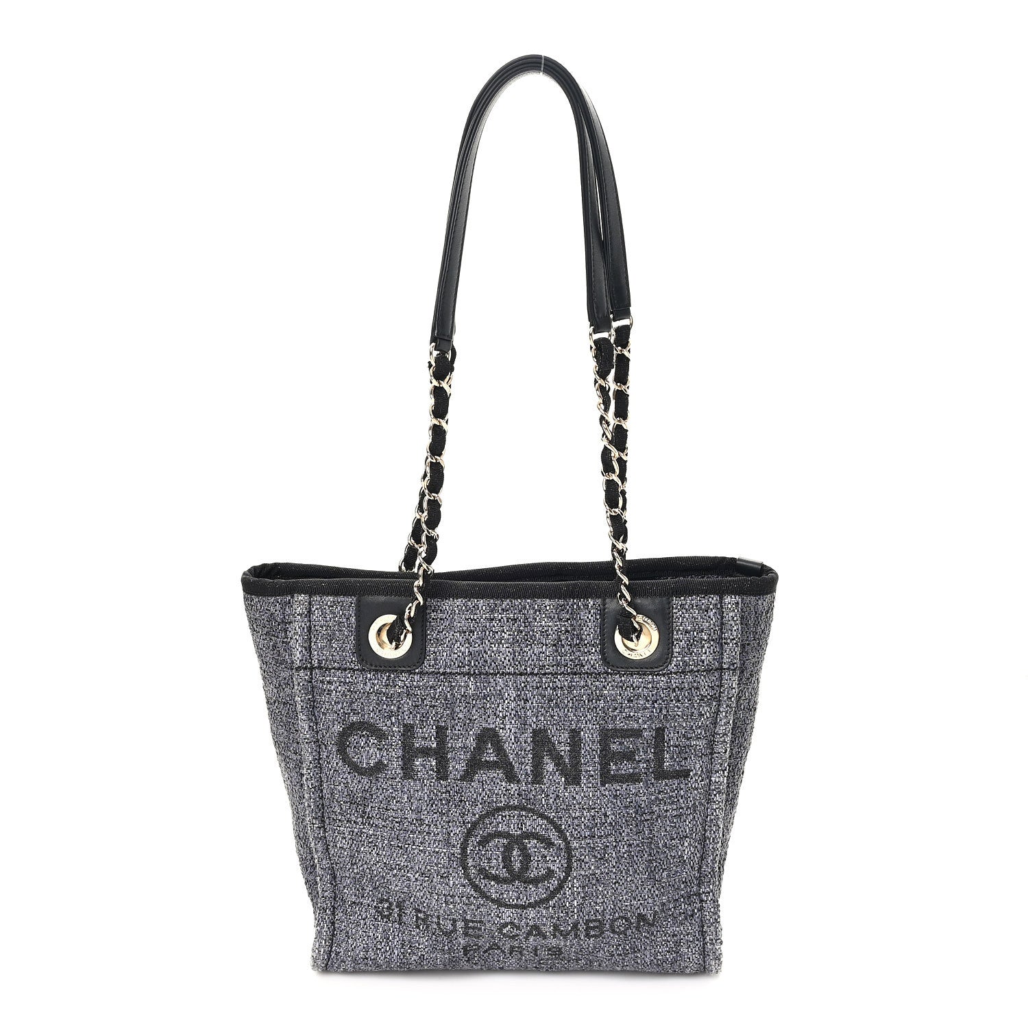 Chanel Lurex Boucle Mini Deauville Tote Black