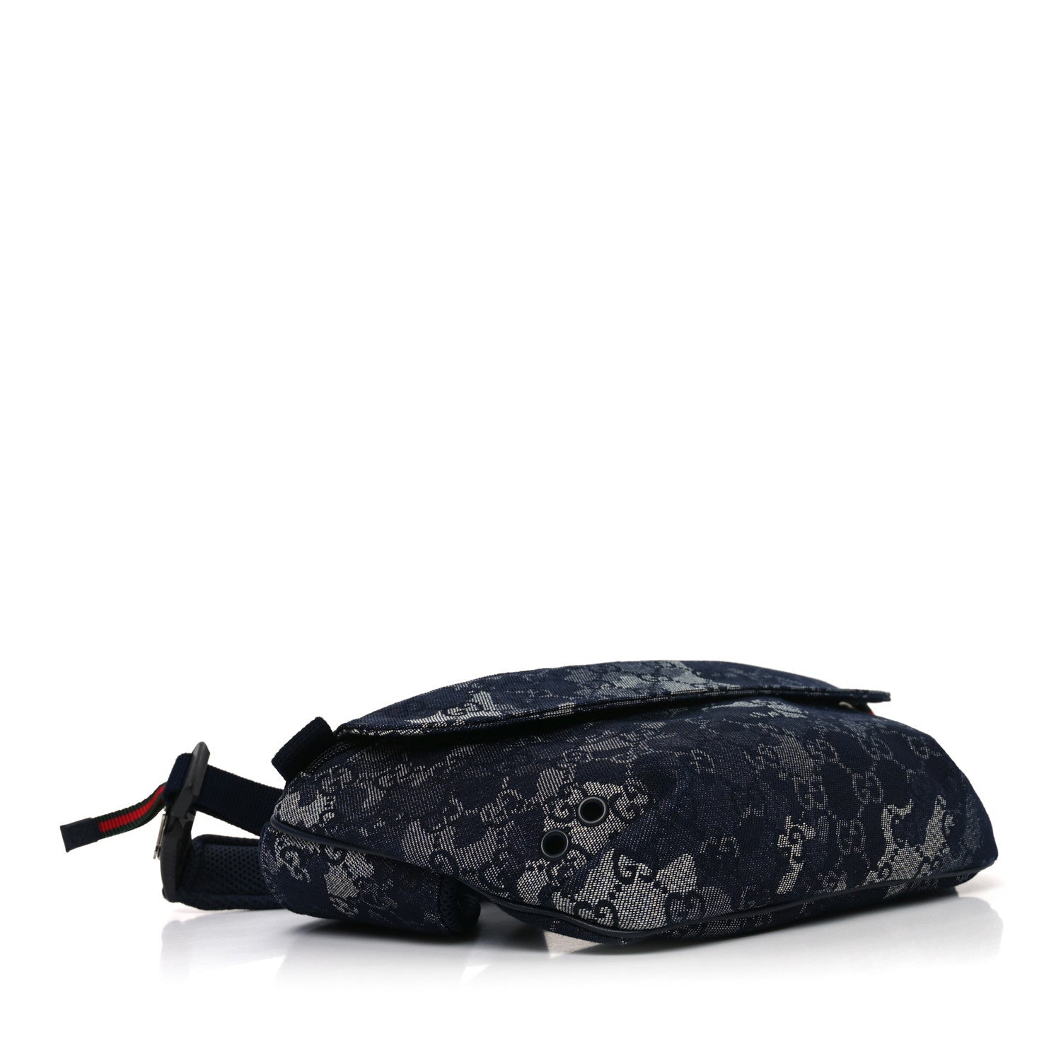 Gucci Denim Monogram Web Belt Bag Blue Multicolor