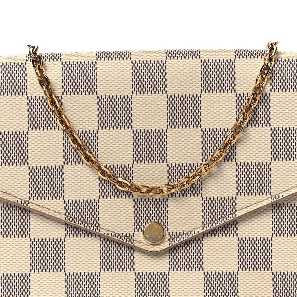 Louis Vuitton Damier Azur Pochette Felicie Chain Wallet Rose Ballerine