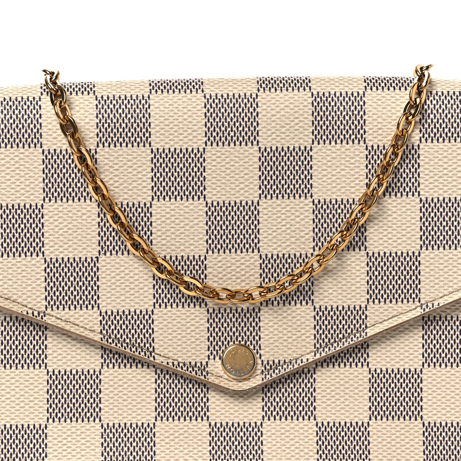 Louis Vuitton Damier Azur Pochette Felicie Chain Wallet Rose Ballerine