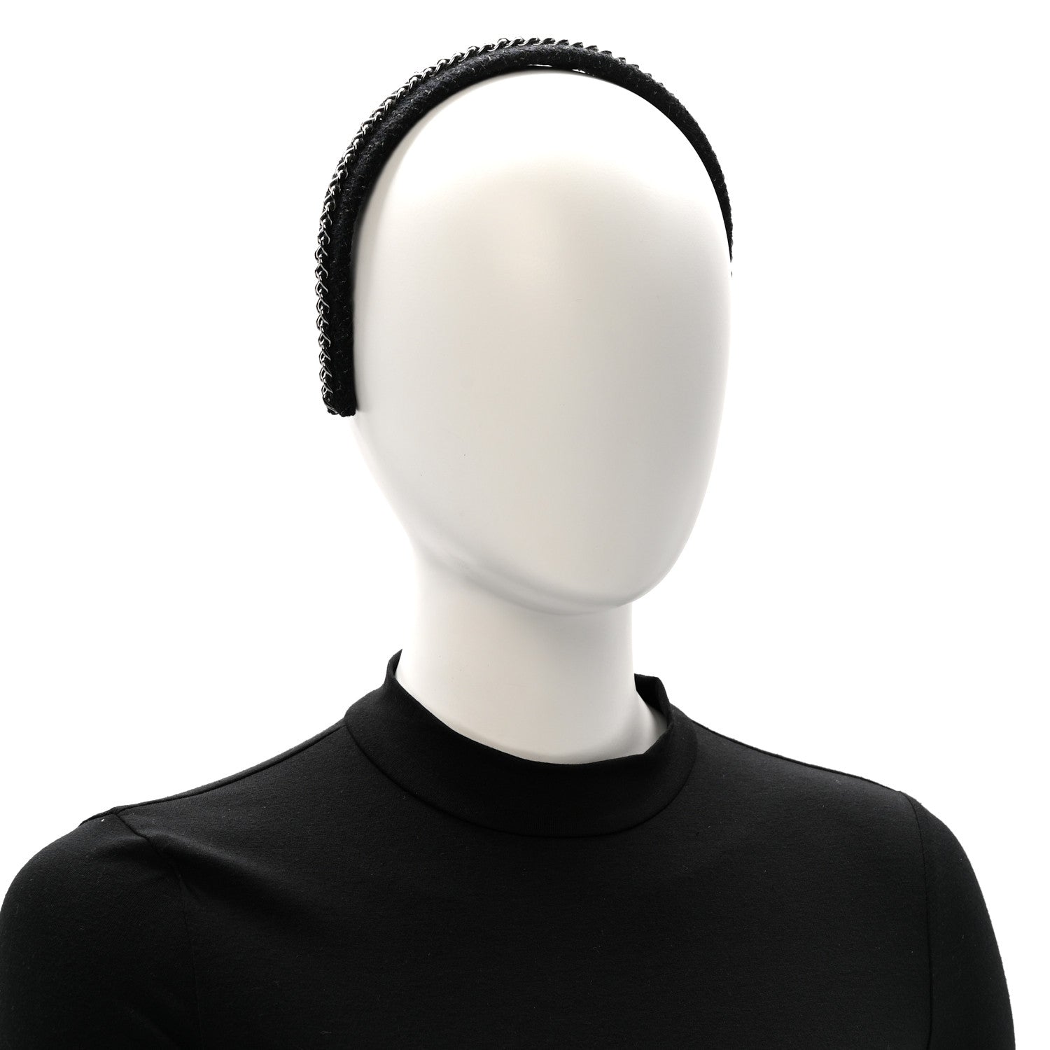 Chanel Tweed Chain Headband Black