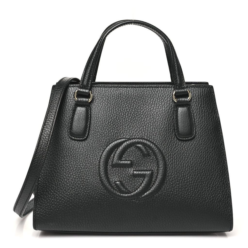 Gucci Dollar Calfskin Medium Soho Top Handle Satchel Black