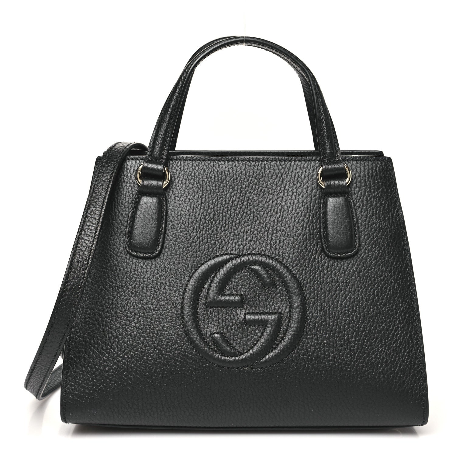 Gucci Dollar Calfskin Medium Soho Top Handle Satchel Black