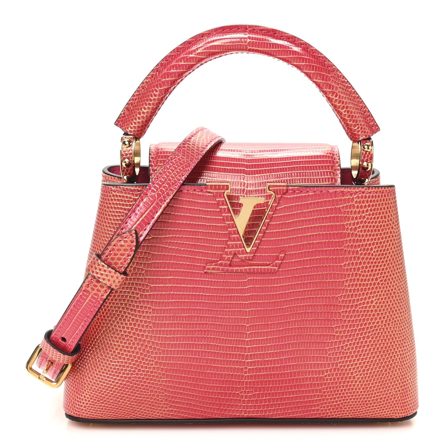 Louis Vuitton Metallic Lizard Capucines Mini Fuchsia Gold
