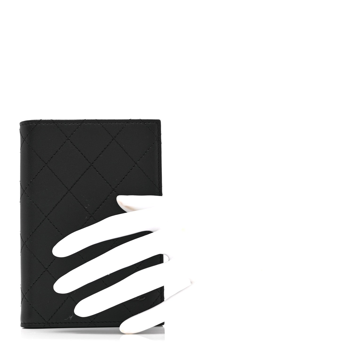 Grained Calfskin Quilted Passport Holder Wallet So Black