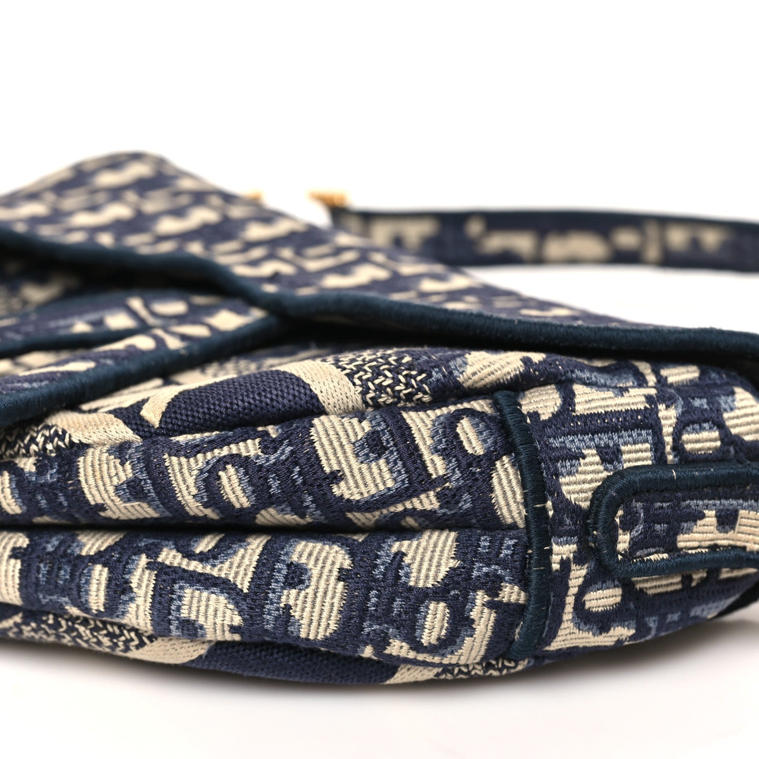 Christian Dior Oblique Embroidered Saddle Bag Blue