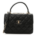 Chanel Lambskin Quilted Small Trendy CC Chain Dual Handle Flap Bag Black