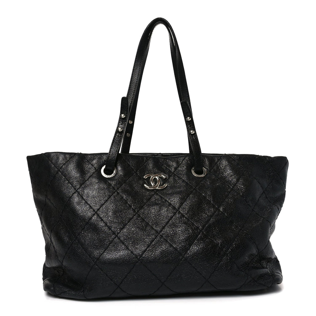 Chanel Glazed Calfskin Large On The Road Tote Black