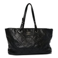 Chanel Glazed Calfskin Large On The Road Tote Black