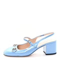 Gucci Vernice Crystal Horsebit Charlotte 42mm Slingback Pumps 37.5 Glacial Blue