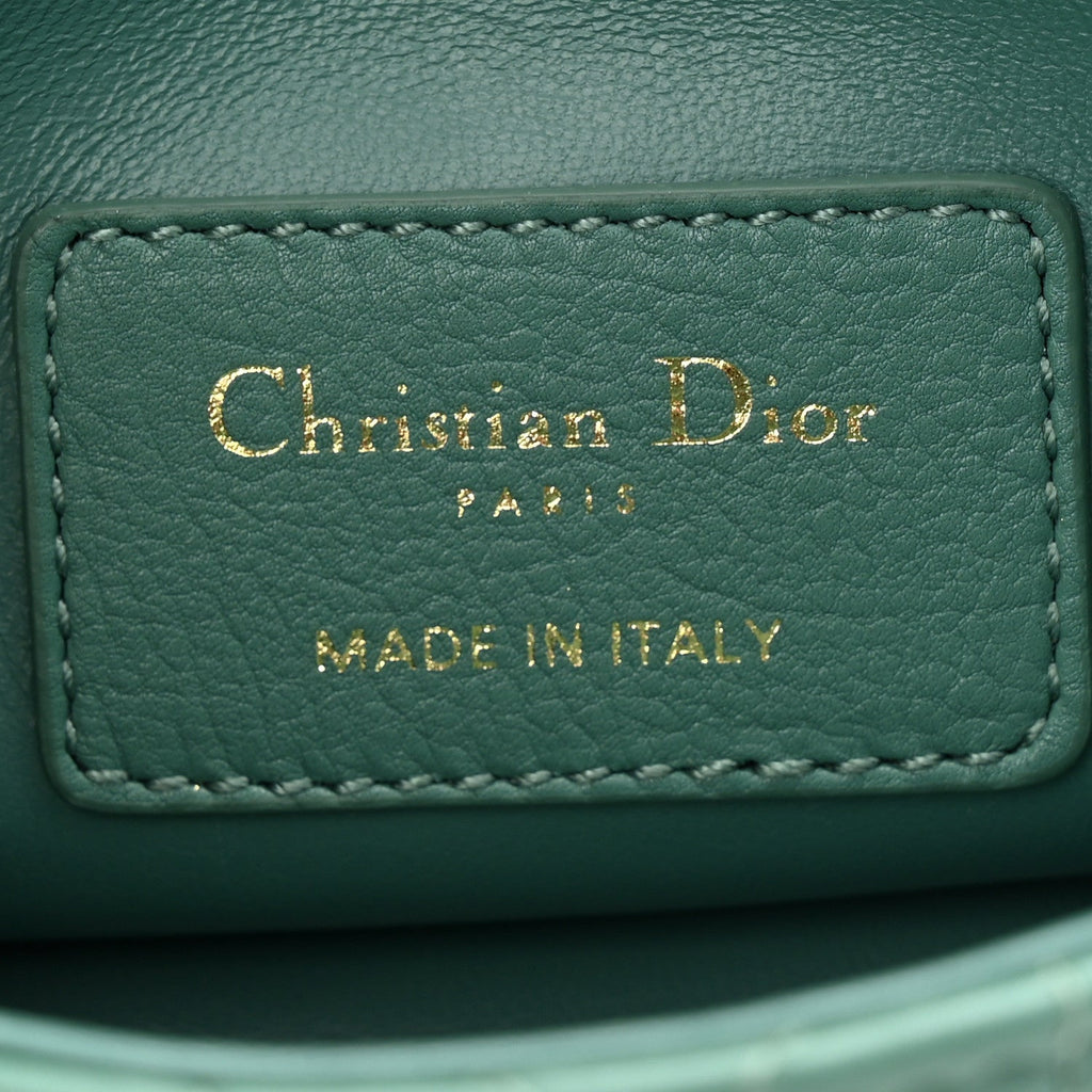 Christian Dior Supple Calfskin Cannage Micro Caro Bag Vert Tundra