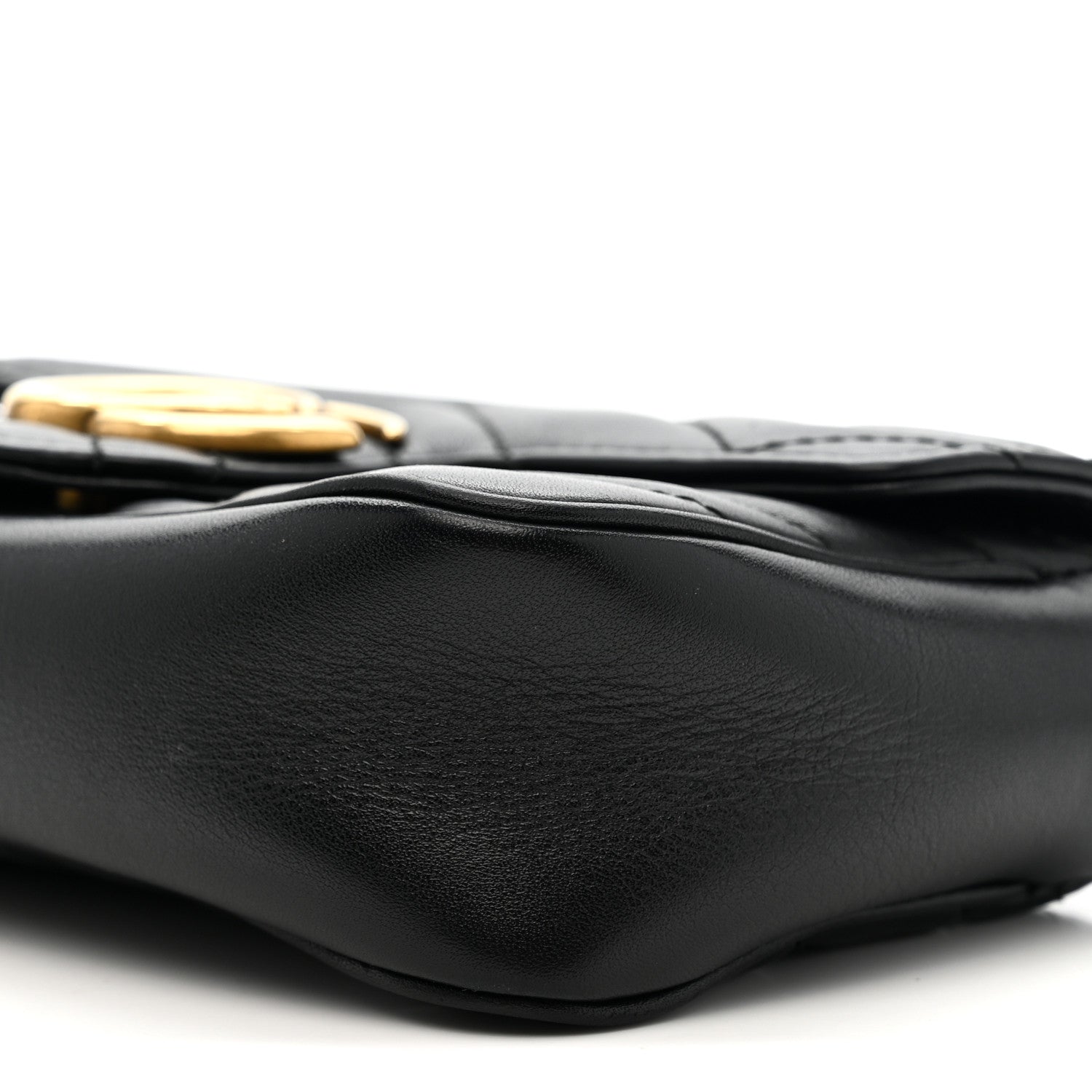 Gucci Calfskin Matelasse Super Mini GG Marmont Shoulder Bag Black