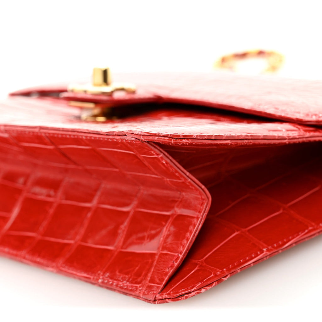 Chanel Shiny Alligator Small Single Flap Red