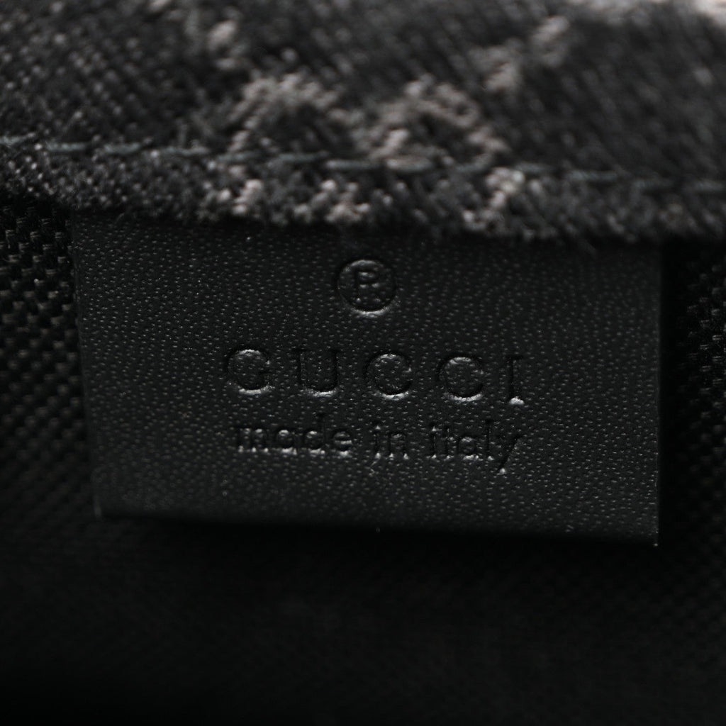 Gucci Denim Cuoio Harness GG Monogram Mini Ophidia Tote Bag Black Medium Grey