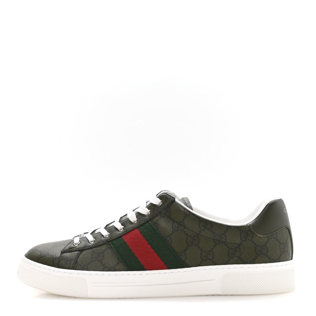 Gucci GG Supreme Monogram Web Mens New Ace Sneakers 11 Green