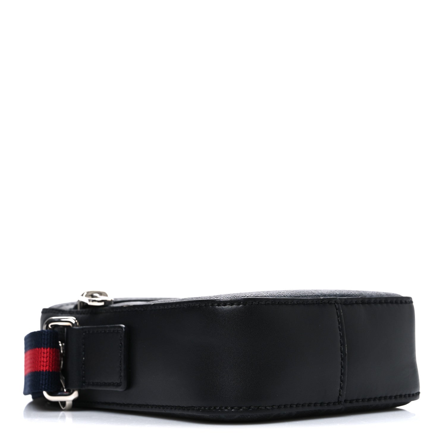 Gucci GG Supreme Monogram Appia Calfskin Web Small Camera Messenger Bag Black Grey